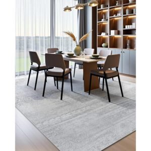 area rug, 10 x 14 ft large washable rug, non slip and tear resistant soft carpet, pet & child friendly modern area rugs, indoor mat for bedroom, office, living room, kids room, entryway, gray