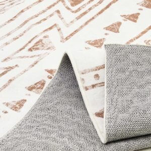 area rug, 5 x 7 ft large washable rug, non slip and tear resistant soft carpet, pet & child friendly modern area rugs, indoor mat for bedroom, office, living room, kids room, entryway, beige