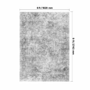 area rug, 6 x 9 ft large washable boho rug, non slip and tear resistant soft carpet, pet & child friendly bohemian area rugs, indoor mat for bedroom, living room, kids room, entryway, gray