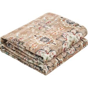 area rug, 7.5 x 9.5 ft large washable rug, non slip and tear resistant soft carpet, pet & child friendly vintage area rugs, indoor mat for bedroom, living room, office, entryway, brown green