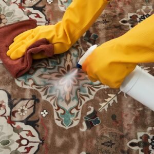 area rug, 9 x 12 ft large washable rug, non slip and tear resistant soft carpet, pet & child friendly vintage area rugs, indoor mat for bedroom, living room, kids room, office, brown green