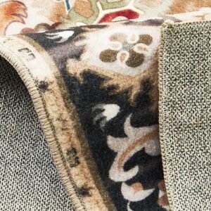 area rug, 9 x 12 ft large washable rug, non slip and tear resistant soft carpet, pet & child friendly vintage area rugs, indoor mat for bedroom, living room, kids room, office, brown green