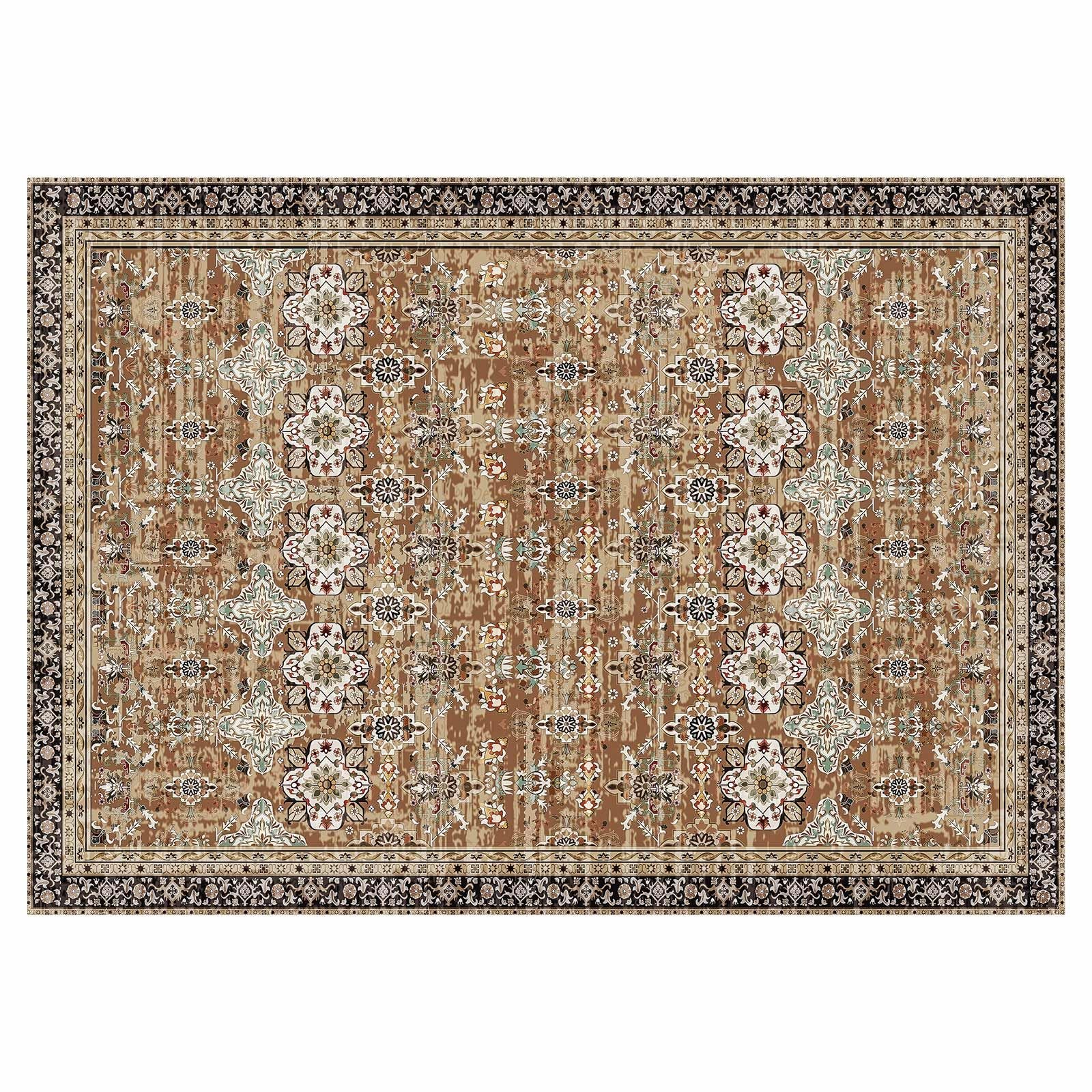area rug, 9 x 12 ft large washable rug, non slip and tear resistant soft carpet, pet & child friendly vintage area rugs, indoor mat for bedroom, living room, kids room, office, brown green