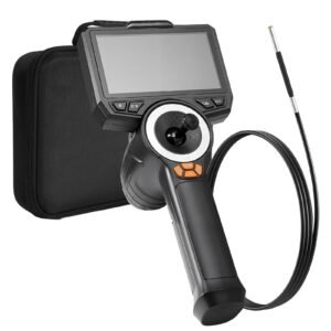 Articulating Borescope with 3.9mm Ultra Slim Lens, 4-Way 360° Articulated Endoscope with Light, 4.5" HD IPS Screen, 8X Zoom Inspection Camera for Auto, Tight Mechanical Equipment (4.9FT Cable)