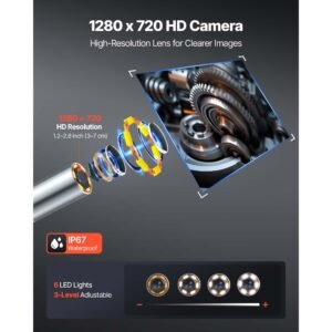 articulating borescope with 3.9mm ultra slim lens, 4 way 360° articulated endoscope with light, 4.5" hd ips screen, 8x zoom inspection camera for auto, tight mechanical equipment (4.9ft cable)