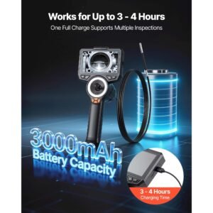 articulating borescope with 3.9mm ultra slim lens, 4 way 360° articulated endoscope with light, 4.5" hd ips screen, 8x zoom inspection camera for auto, tight mechanical equipment (4.9ft cable)