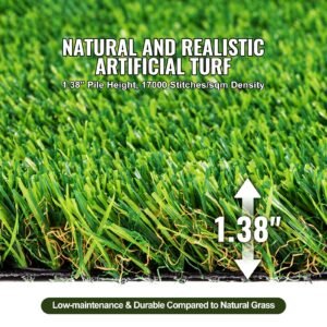 artifical grass, 3 x 5 ft rug green turf, 1.38" fake door mat outdoor patio lawn decoration, easy to clean with drainage holes, perfect for multi purpose home indoor entryway scraper dog mats
