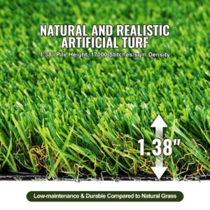 artifical grass, 5 x 10 ft rug green turf, 1.38"fake door mat outdoor patio lawn decoration, easy to clean with drainage holes, perfect for multi purpose home indoor entryway scraper dog mats