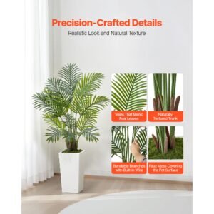 artificial areca palms 4 ft, 2 pack fake palm tropical plants with white tall planter, faux floor silk plant in pot, large tree for home office living room decor house warming, indoor outdoor