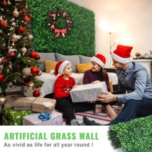 artificial boxwood panel uv 24pcs boxwood hedge wall panels artificial grass backdrop wall 20" x 20" 4 cm green grass wall fake hedge for decor privacy fence indoor outdoor garden backyard