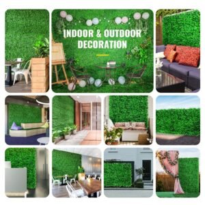 artificial boxwood panel uv 48pcs boxwood hedge wall panels artificial grass backdrop wall 10x10" 4cm green grass wall fake hedge for decor privacy fence indoor outdoor garden backyard