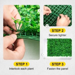 artificial boxwood panel uv 6pcs boxwood hedge wall panels, artificial grass backdrop wall 20" x 20" 4 cm green grass wall, fake hedge for decor privacy fence indoor, outdoor garden backyard