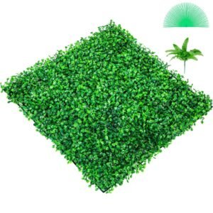 artificial boxwood panel uv 6pcs boxwood hedge wall panels, artificial grass backdrop wall 20" x 20" 4 cm green grass wall, fake hedge for decor privacy fence indoor, outdoor garden backyard