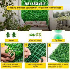 artificial boxwood panels, 20 pcs 20"x20" boxwood hedge wall panels, pe artificial grass backdrop wall 1.6", privacy hedge screen for decoration of outdoor, indoor, garden, fence, and backyar