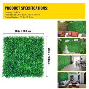 artificial boxwood panels, 20 pcs 20"x20" boxwood hedge wall panels, pe artificial grass backdrop wall 1.6", privacy hedge screen for decoration of outdoor, indoor, garden, fence, and backyar