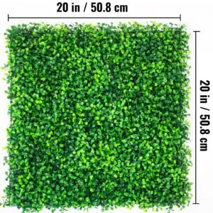 artificial boxwood panels, 20 pcs 20"x20" boxwood hedge wall panels, pe artificial grass backdrop wall 1.6", privacy hedge screen for decoration of outdoor, indoor, garden, fence, and backyar