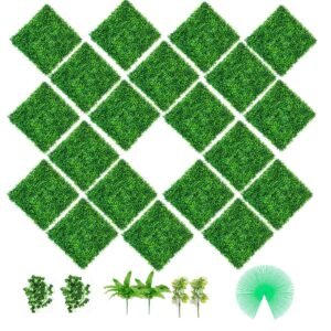 artificial boxwood panels, 20 pcs 20"x20" boxwood hedge wall panels, pe artificial grass backdrop wall 1.6", privacy hedge screen for decoration of outdoor, indoor, garden, fence, and backyar