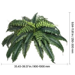 artificial ferns 2 pcs, natural spread diameter 35 39 inch, large hanging artificial boston ferns, fake plant wall decor with 35 branches, faux fern for home and office (flowerpot unincluded)