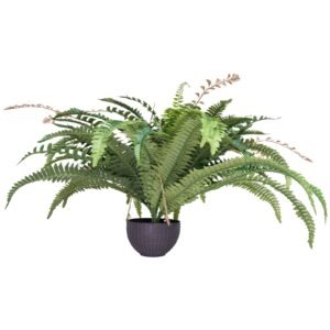 Artificial Ferns, Natural Spread Diameter 37-41 Inch, Large Hanging Fake Boston Ferns, Sunlight Resistant Fake Plant Wall Decor with 80 Branches and Flowerpot, Faux Fern for Home Office Outdoor