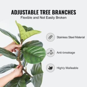 artificial fiddle leaf fig tree, 5 ft, secure pe material & anti tip tilt protection low maintenance faux plant, lifelike green fake potted tree for home office warehouse decor indoor outdoor