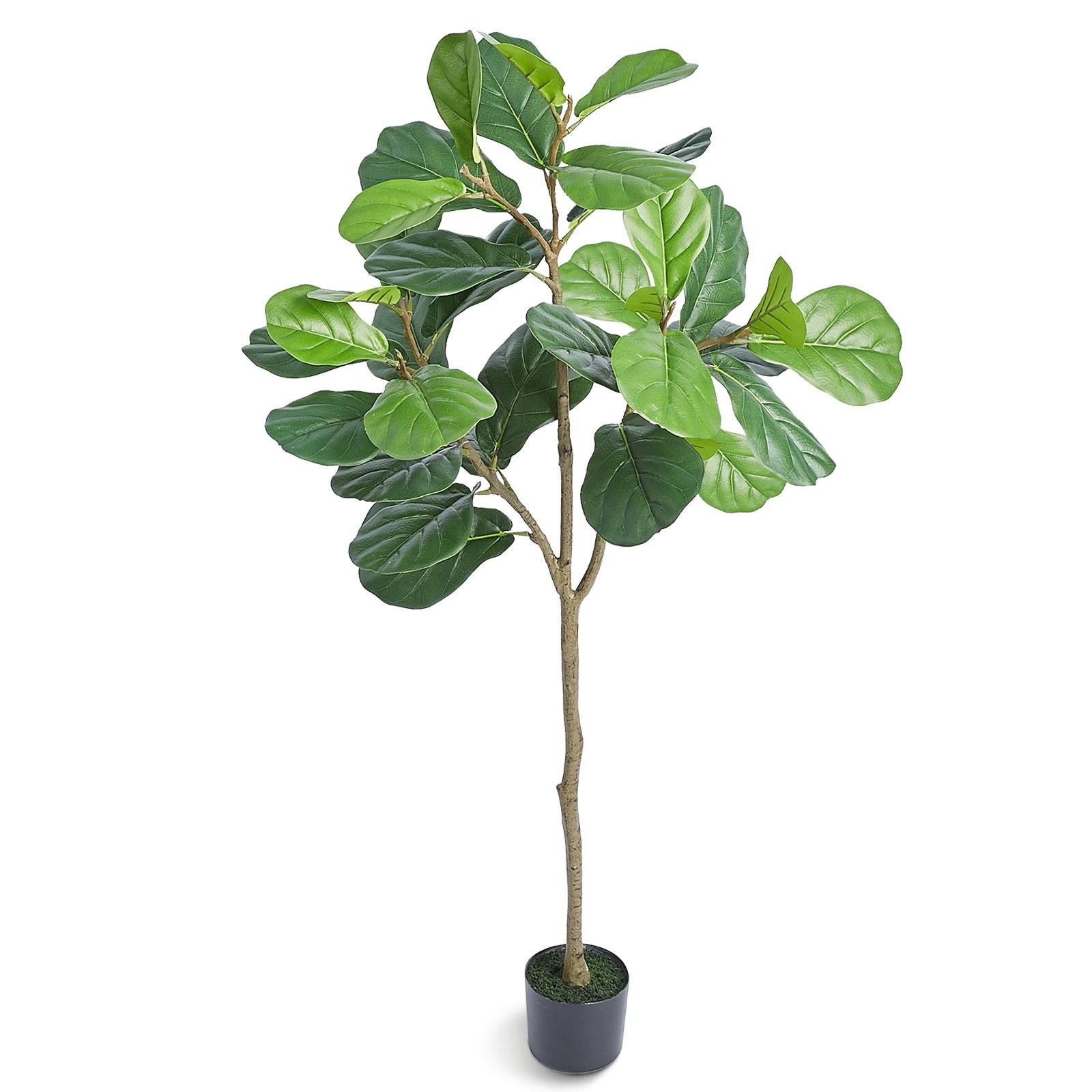 artificial fiddle leaf fig tree, 5 ft, secure pe material & anti tip tilt protection low maintenance faux plant, lifelike green fake potted tree for home office warehouse decor indoor outdoor