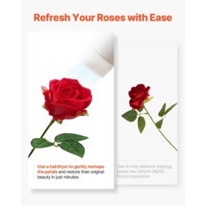 artificial flowers, 500 pcs real looking red foam fake roses bulk, faux red bridal shower with stems for diy wedding bouquets, home centerpieces arrangements, party tables decorations