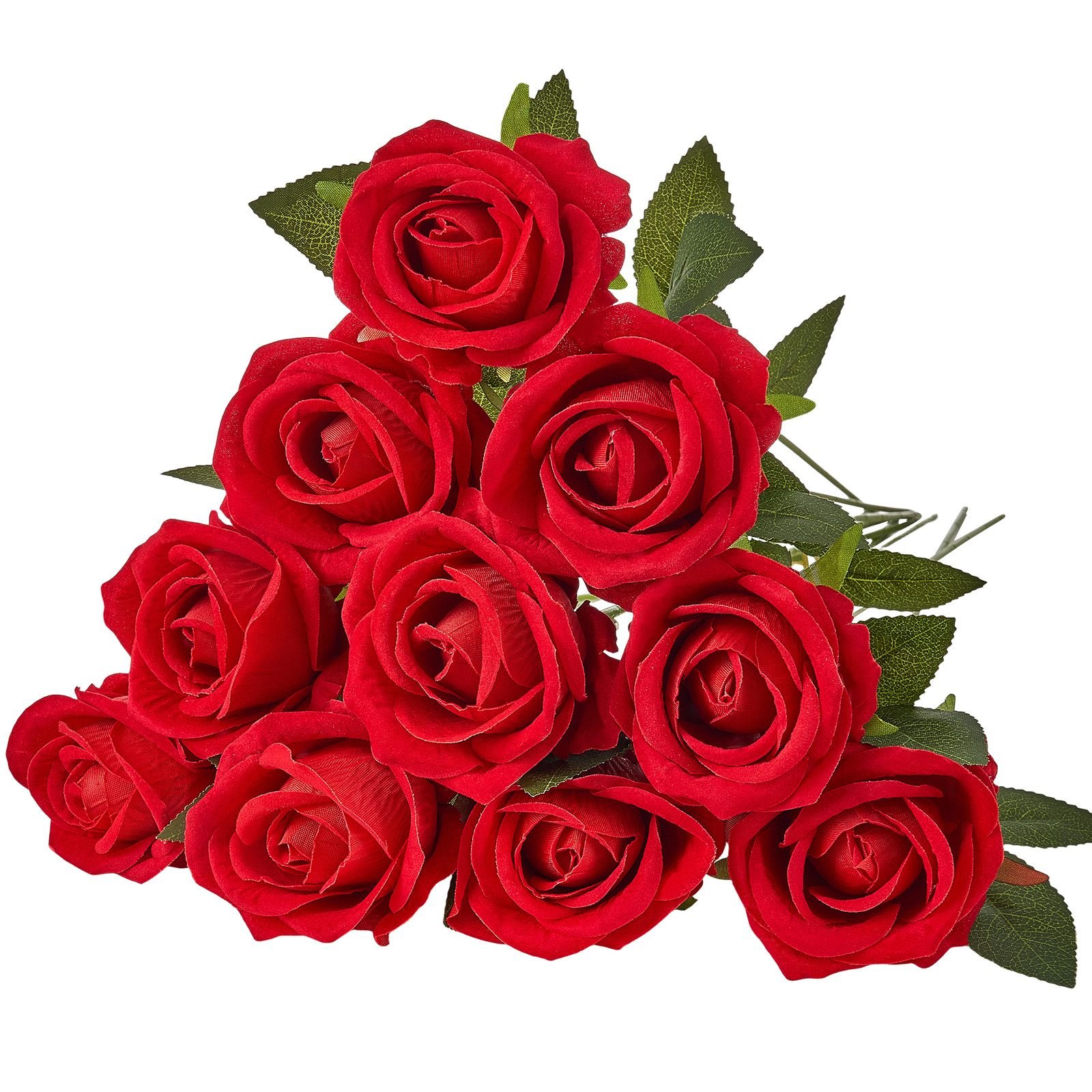artificial flowers, 500 pcs real looking red foam fake roses bulk, faux red bridal shower with stems for diy wedding bouquets, home centerpieces arrangements, party tables decorations