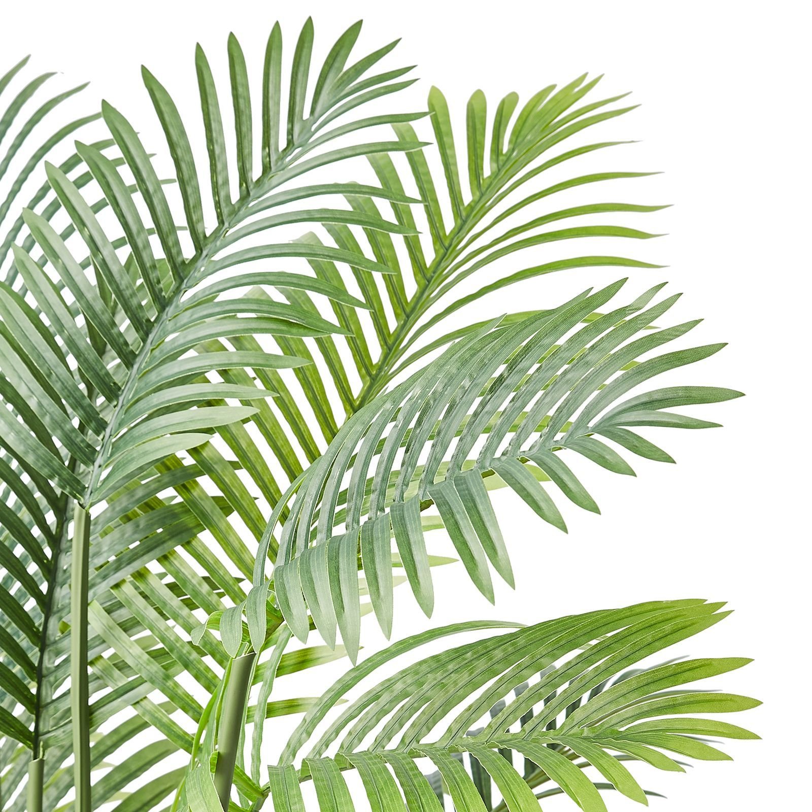 artificial gold cane palm tree, 6.5 ft tall faux plant, pe material & anti tip tilt protection low maintenance plant, lifelike green fake tree for home office warehouse decor indoor outdoor