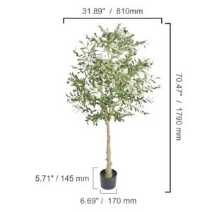 artificial olive tree, 6 ft tall faux plant, secure pe material & anti tip tilt protection low maintenance plant, lifelike green fake potted tree for home office warehouse decor indoor outdoor