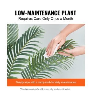 artificial palm tree, 4 ft tall faux plant, secure pe material & anti tip tilt protection low maintenance plant, lifelike green fake tree for home office warehouse decor indoor outdoor