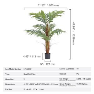 artificial palm tree, 4 ft tall faux plant, secure pe material & anti tip tilt protection low maintenance plant, lifelike green fake tree for home office warehouse decor indoor outdoor