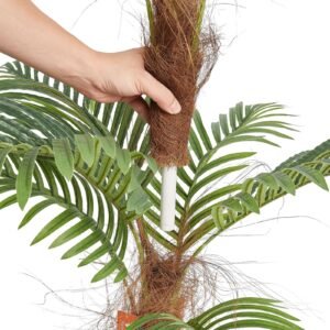 artificial palm tree, 4 ft tall faux plant, secure pe material & anti tip tilt protection low maintenance plant, lifelike green fake tree for home office warehouse decor indoor outdoor