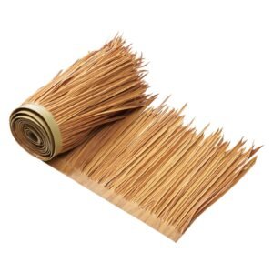 artificial thatch grass roof, 1.3 x3.2 ft mexican style tiki bar hut skirt thatch roofing roll, waterproof & fire resistant, palapa duck blind grass for patio pool beach hawaiian party décor