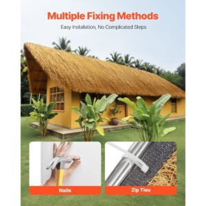 artificial thatch grass roof, 1.6 x 19.7 ft tiki bar hut thatch roofing roll, waterproof & fire resistant, palapa tiki roof mat for patio pool beach tropical hawaiian party décor
