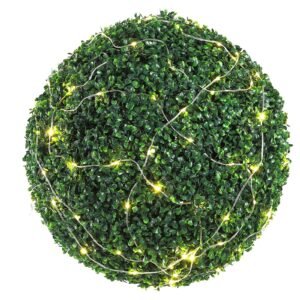 artificial topiaries boxwood trees, 20' tall (2 pieces), ball shape faux topiaries plant, all year green feaux plant decorative balls for backyard, balcony,garden, wedding and home décor