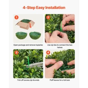 artificial topiary ball, 23 inch faux boxwood plant balls, fake silk tree look real, easy assembly for decor front porch outdoor patio garden balcony backyard and indoor home wedding, green