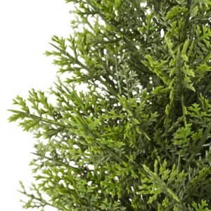 artificial topiary cedar trees, 48 inch 2 set faux pine shrubs plants, fake silk tree look real, easy assembly for decor front porch outdoor patio garden balcony backyard indoor office