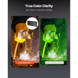 auto darkening welding lens 4.25" x 2", shade 10 true color welding lens with dual arc sensors & gold coating, compatible with most welding helmets for tig, mig, mma, arc applications