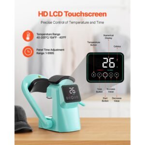 auto hat heat press machine, with 2pcs interchangeable platens, automatic open and release, touchscreen for precise time and temperature control, heat transfer printing for caps, hats, green