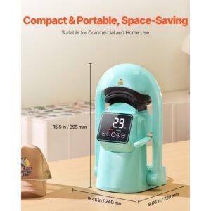 auto hat heat press machine, with 2pcs interchangeable platens, automatic open and release, touchscreen for precise time and temperature control, heat transfer printing for caps, hats, green