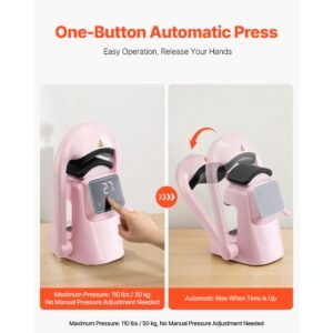 auto hat heat press machine, with 2pcs interchangeable platens, automatic open and release, touchscreen for precise time and temperature control, heat transfer printing for caps, hats, pink