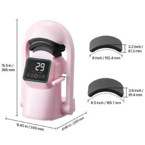 auto hat heat press machine, with 2pcs interchangeable platens, automatic open and release, touchscreen for precise time and temperature control, heat transfer printing for caps, hats, pink
