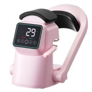 auto hat heat press machine, with 2pcs interchangeable platens, automatic open and release, touchscreen for precise time and temperature control, heat transfer printing for caps, hats, pink