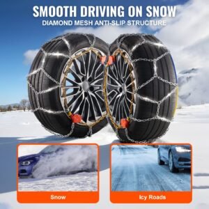 auto tightening snow chains, diamond mesh traction wheel chains for anti slip, alloy steel tire chains for tires 265/75 15, 265/75 16, lt265/75 16, 255/75 17, lt255/75 17, 275/45 22, 265/70 16