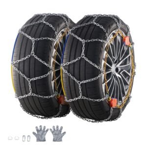 Auto Tightening Snow Chains, Diamond Mesh Traction Wheel Chains for Anti-slip, Alloy Steel Tire Chains for Tires 265/75-15, 265/75-16, LT265/75-16, 255/75-17, LT255/75-17, 275/45-22, 265/70-16