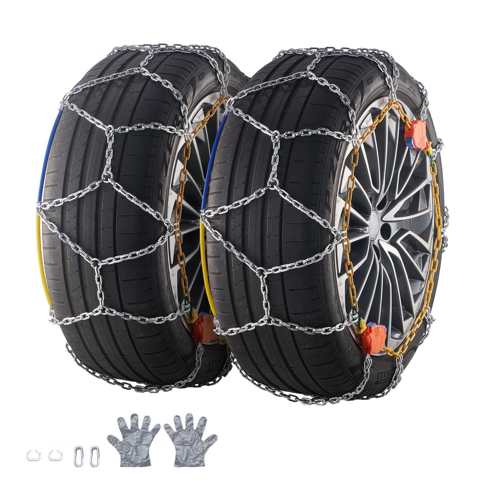 auto tightening snow chains, diamond mesh traction wheel chains for anti slip, alloy steel tire chains for tires 265/75 15, 265/75 16, lt265/75 16, 255/75 17, lt255/75 17, 275/45 22, 265/70 16
