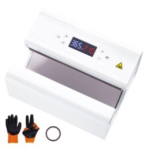 auto tumbler heat press machine, mug heat press for 11 30oz sublimation tumblers, heat up fast and even, tumbler press with tape and glove, temp and time setting, for tumblers, cups, mugs, white
