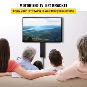 automated tv elevator, 31" stroke for up to 60" screens, adjustable height 42" 73", remote controlled, supports 132 lbs