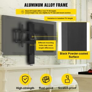 automated tv elevator, 31" stroke for up to 60" screens, adjustable height 42" 73", remote controlled, supports 132 lbs