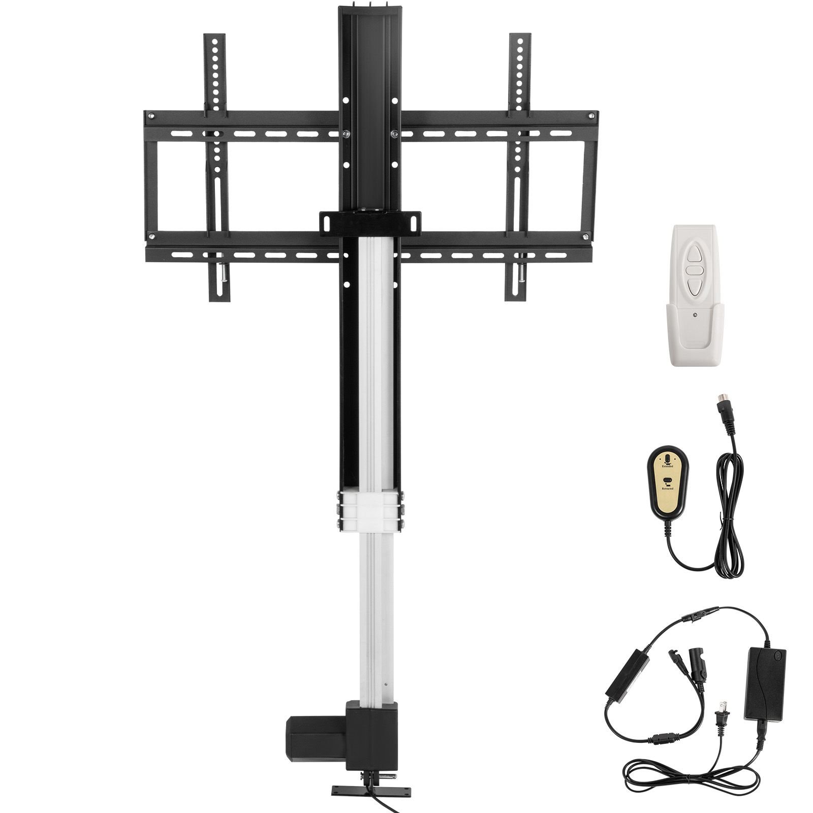 automated tv elevator, 31" stroke for up to 60" screens, adjustable height 42" 73", remote controlled, supports 132 lbs